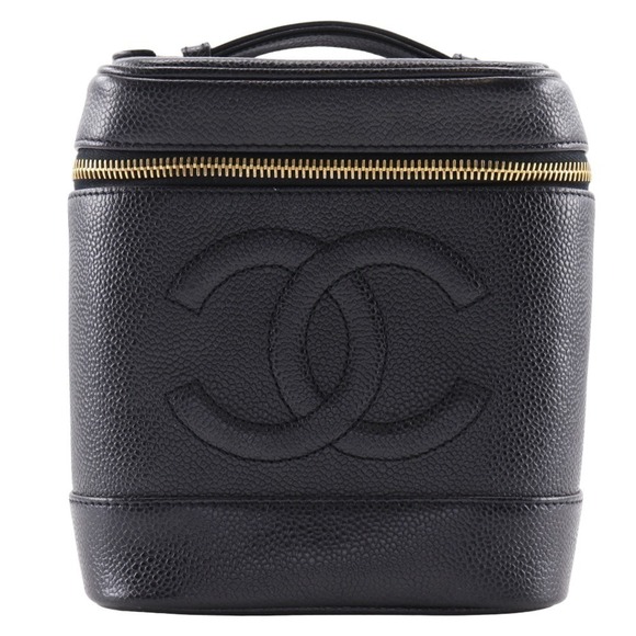 CHANEL Black Caviar Leather Logo Vanity Bag - Picture 1 of 16